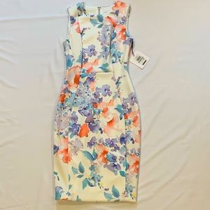 NWT Calvin Klein Petite Floral Sheath Dress 0P